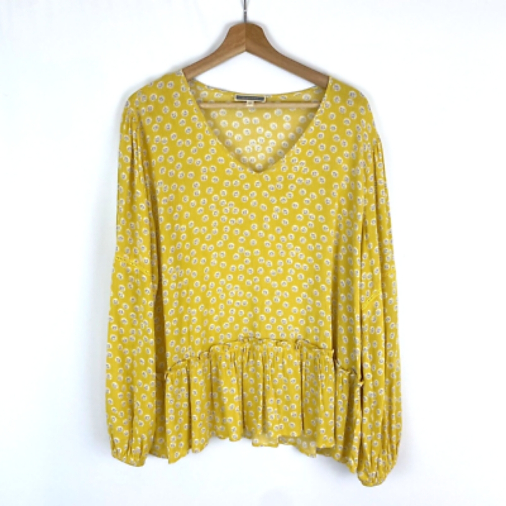 Pleione Yellow Floral Blouse